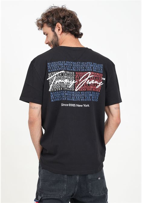 T-shirt manica corta nera da uomo con maxi stampa sul retro TOMMY JEANS | DM0DM18518BDSBDS